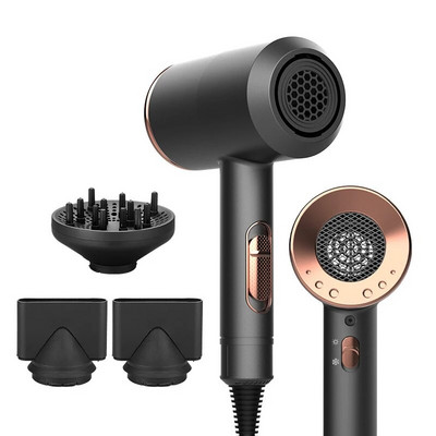 Profesionalno sušilo za kosu s negativnim ionima 2000 W, salonsko sušilo za kosu, brzo puhanje hladnog i vrućeg zraka s difuzorom 3 mlaznice