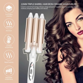 Τριπλό βαρέλι για μπούκλες μαλλιών Κεραμικό σίδερο για μπούκλες μαλλιών 22mm Επαγγελματικά εργαλεία styling Hair Waver Tongs για όλους τους τύπους μαλλιών