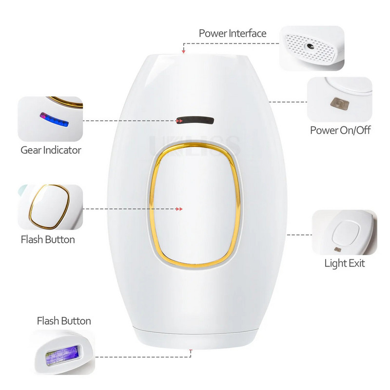 IPL matu noņemšanas lāzerepilators sievietēm 500 000 zibspuldzes depilatora impulsi, pastāvīgs lāzerepilators nesāpīgai matu noņemšanai