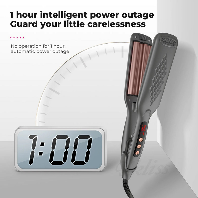 Hair Crimper 4 cserélhető lemezzel Negatív Ion Hajcsavaró Volumerizáló Haj Iron Bolyhos Hajsütővas Hajvasaló