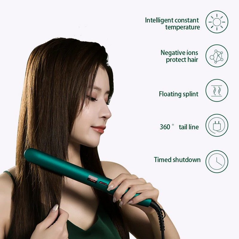 Profesionalus plaukų tiesintuvas 2 viename keraminis neigiamų jonų LCD ekranas plaukų suktukas tiesinantis plokščias šildomas plaukų formavimo įrankis