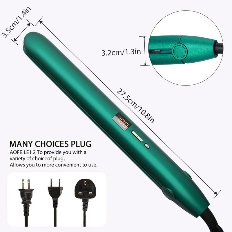 Profesionalus plaukų tiesintuvas 2 viename keraminis neigiamų jonų LCD ekranas plaukų suktukas tiesinantis plokščias šildomas plaukų formavimo įrankis