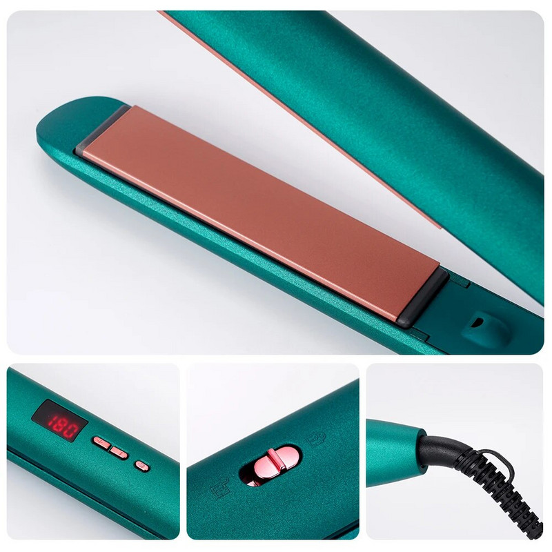 Profesionalus plaukų tiesintuvas 2 viename keraminis neigiamų jonų LCD ekranas plaukų suktukas tiesinantis plokščias šildomas plaukų formavimo įrankis