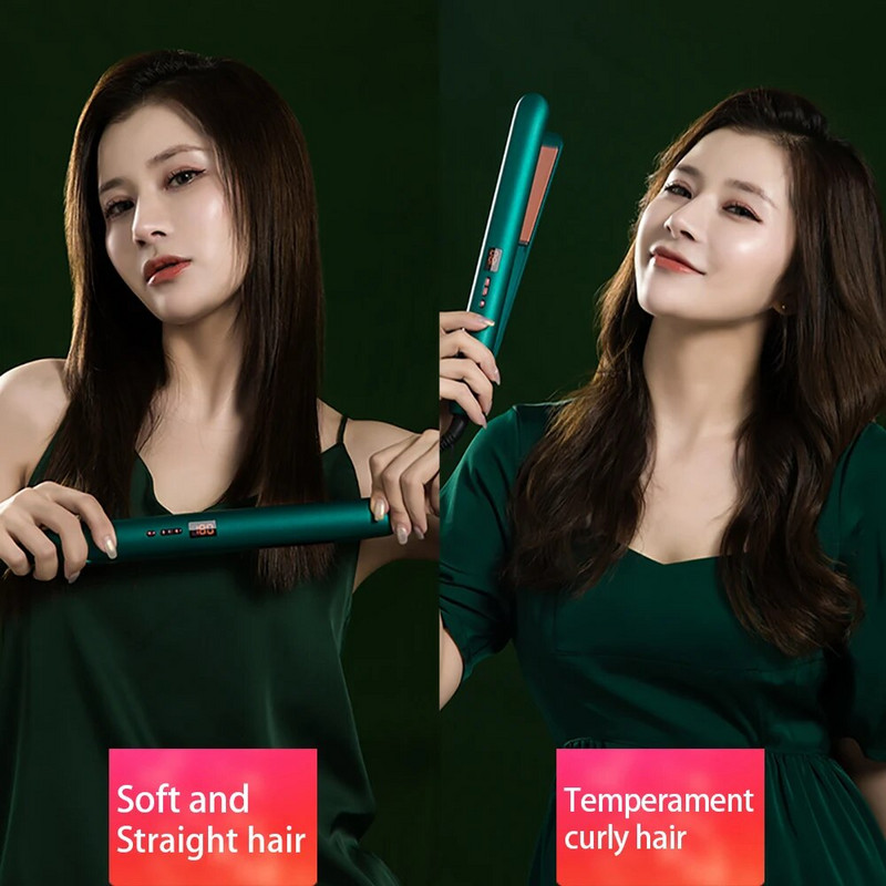 Profesionalus plaukų tiesintuvas 2 viename keraminis neigiamų jonų LCD ekranas plaukų suktukas tiesinantis plokščias šildomas plaukų formavimo įrankis