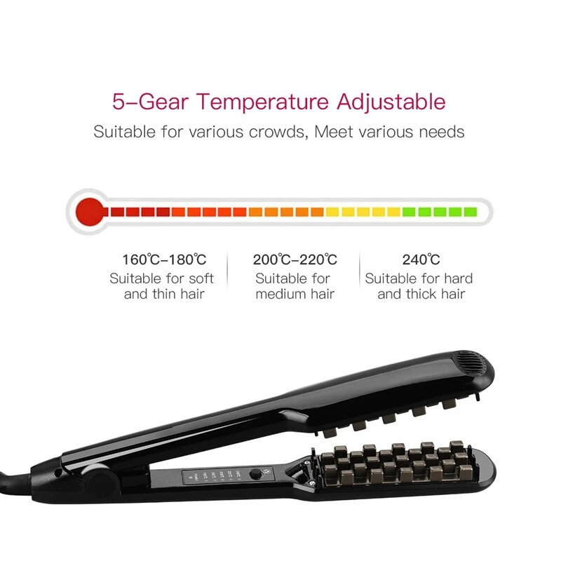 3D tinklelis Hair Crimper Iron Volumizer Keraminiai Profesionalūs Plaukai Pūkuotas gofruotas suktukas Plokščias geležinis kukurūzų plaukų įtvaras