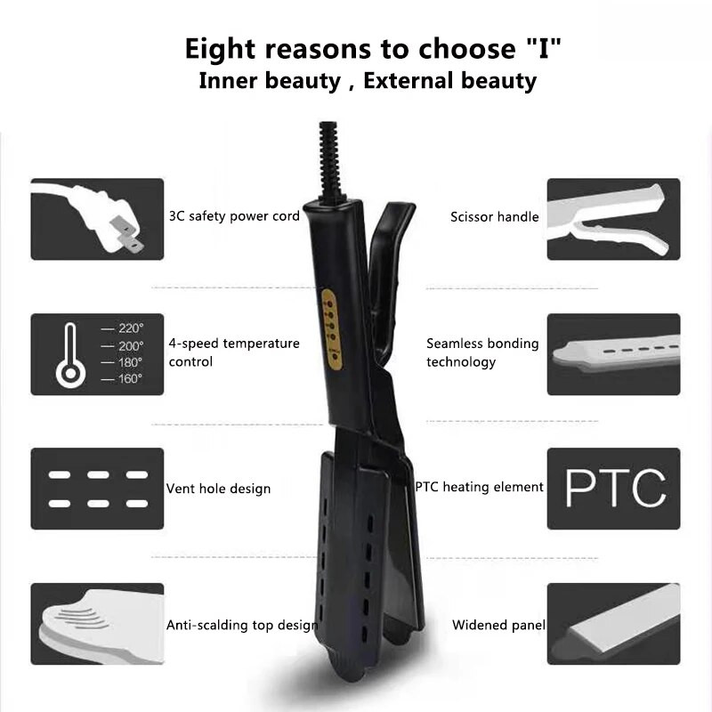 Formuojantis plaukų tiesintuvas plaukų suktukas turmalino joninis plokščias lygintuvas plataus skydelio keraminės šildymo plokštės salono formavimo įrankis