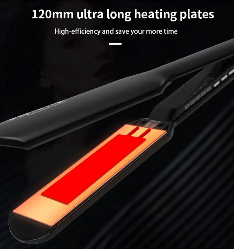 450 ℉/230 ℃ Extra hosszú titán széles lemezek Ultra vékony haj Lapos vas hajvasaló