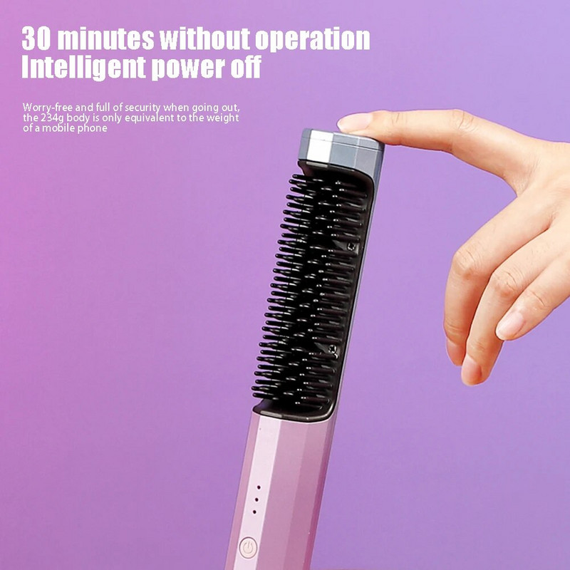 Profesionalna bežična električna četka za kosu Češalj za ravnanje s brzim zagrijavanjem USB punjenje Sušilo za uvijanje kose Četka Alati za oblikovanje kose