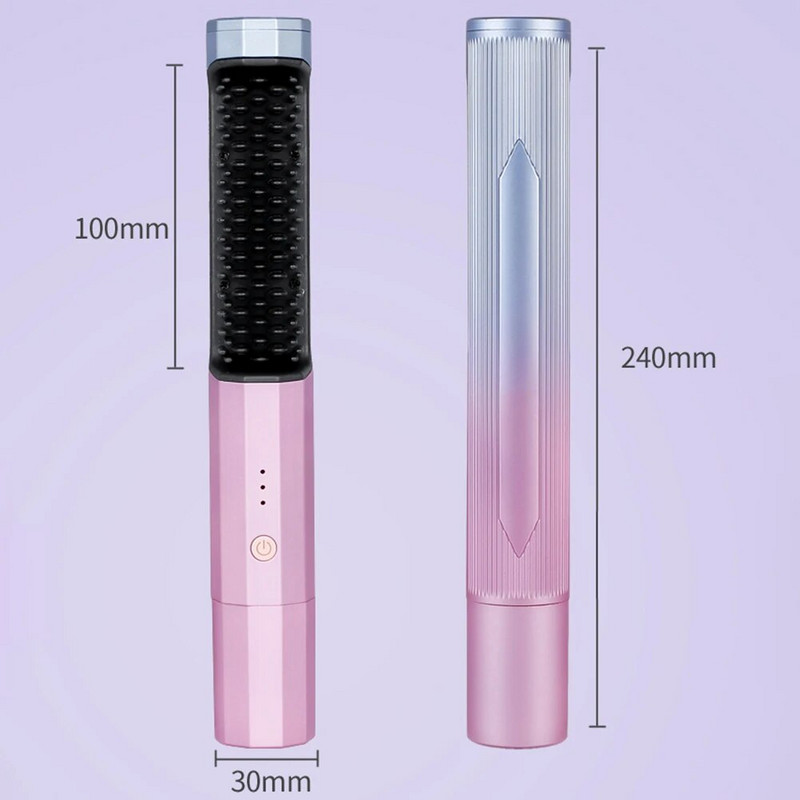 Profesionalna bežična električna četka za kosu Češalj za ravnanje s brzim zagrijavanjem USB punjenje Sušilo za uvijanje kose Četka Alati za oblikovanje kose