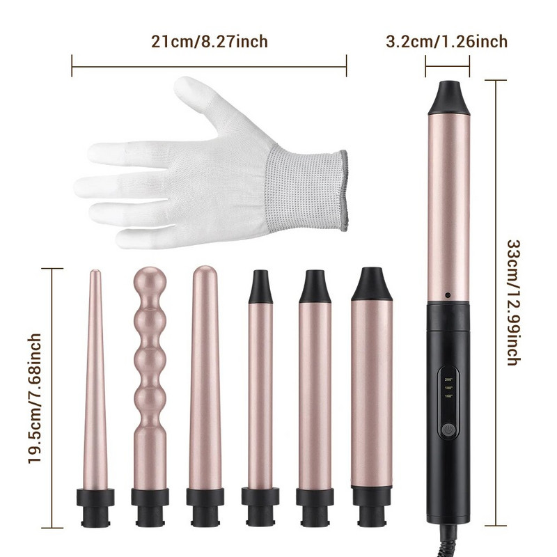 6 σε 1 επαγγελματικό σετ εργαλείων για μπούκλες για μπούκλες οικιακού κυλίνδρους μπούκλες Wet Dry Εργαλείο styling μαλλιών διπλής χρήσης Ηλεκτρικό μπουκλές