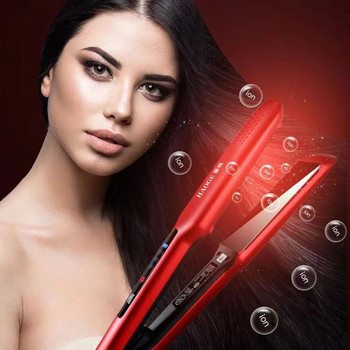 Επαγγελματική βούρτσα ισιώματος μαλλιών από τιτάνιο επίπεδο σίδερο με οθόνη LCD θέρμανση σίδερο για μπούκλες Γρήγορο σίδερο ισιώματος μαλλιών