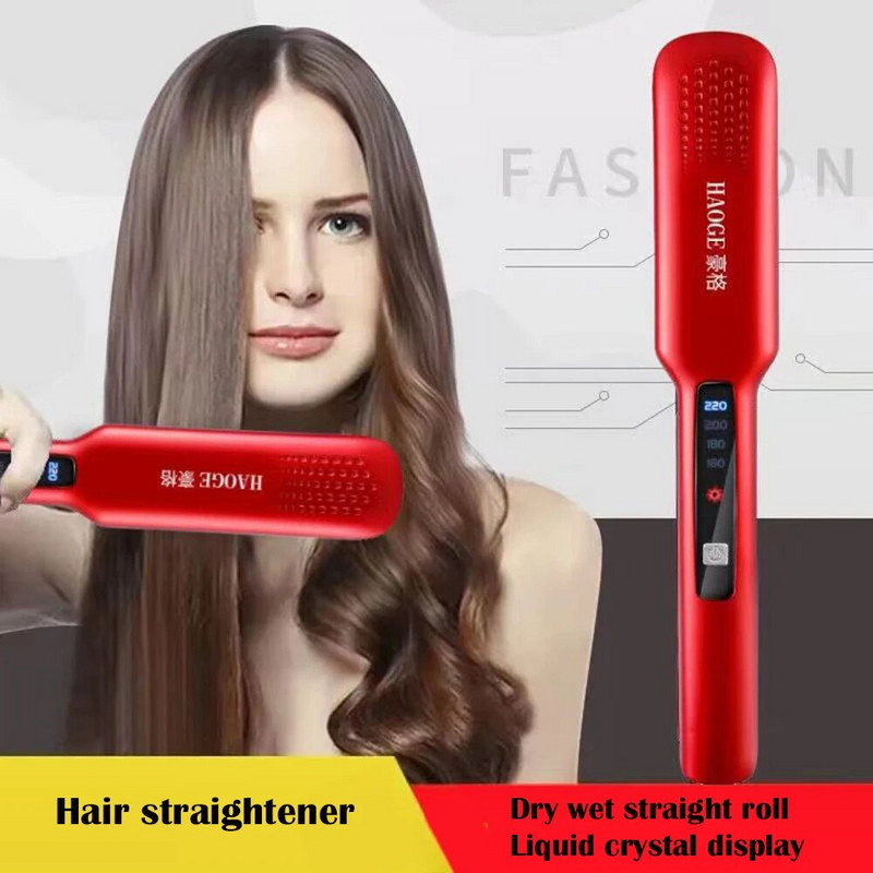 Profesionalna četka za ravnanje kose Titanium Flat Iron s LCD zaslonom Grijanje Uvijač za kosu Brzo ravnanje kose