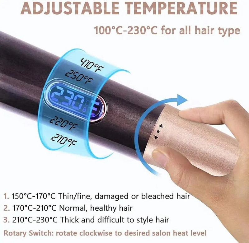 1 inčni uvojni uvijač za ravnanje 2 u 1 pegla za kosu i uvijač Visoka toplina 450 ℉ 3D konkavno i konveksno salonsko glačalo