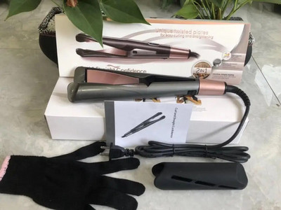 2 u 1 pegla za kosu i uvijač turmalin keramičko upleteno glačalo za ravnanje i uvijanje kose s LCD-om za oblikovanje kose