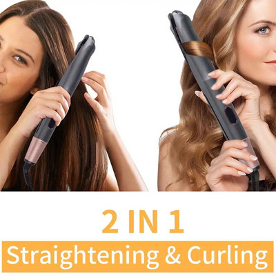 2 in 1 Hair Straightener And Curler Tourmaline Ceramic Twisted Flat Iron Straightening And Curling With LCD For Hair Styling