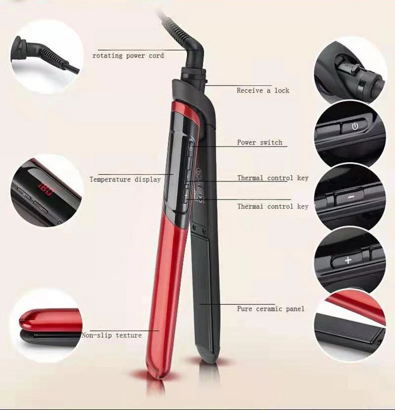 Pegla za kosu Ravna 2-u-1 keramička prevlaka Pegla za kosu češalj za kosu Uvijač za njegu ljepote Iron zdrava ljepota kovrčave pegle za kosu