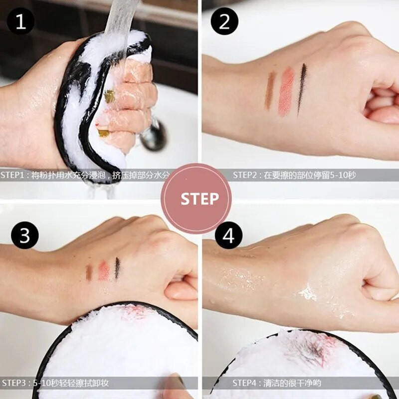 1kom višekratni skidač šminke Jastučići od mikrovlakana za skidanje ručnika za čišćenje lica Plišani puder za čišćenje lijene šminke