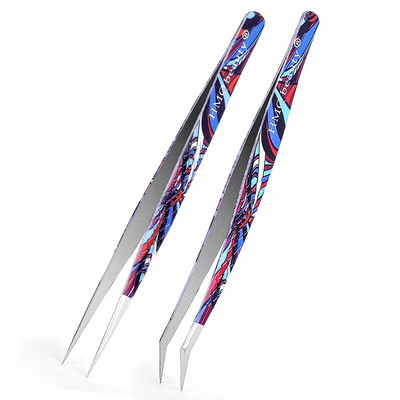 2Pcs Set pinceta za nadogradnju trepavica Individualne profesionalne precizne pincete za volumen trepavica Pincete od nehrđajućeg čelika Alat za šminkanje