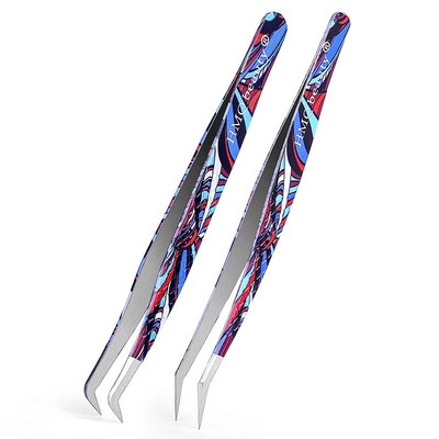 2Pcs Set pinceta za nadogradnju trepavica Individualne profesionalne precizne pincete za volumen trepavica Pincete od nehrđajućeg čelika Alat za šminkanje