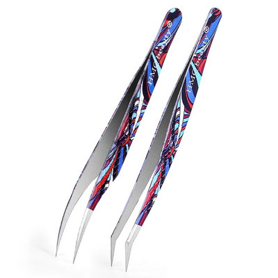 2Pcs Set pinceta za nadogradnju trepavica Individualne profesionalne precizne pincete za volumen trepavica Pincete od nehrđajućeg čelika Alat za šminkanje