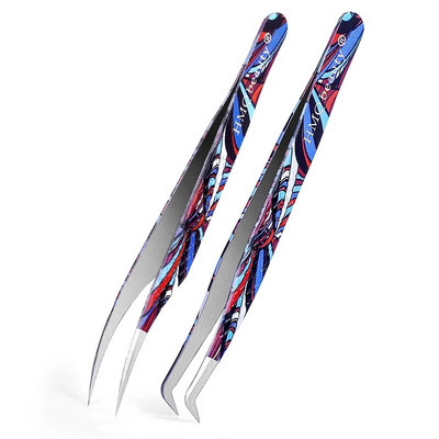 2Pcs Set pinceta za nadogradnju trepavica Individualne profesionalne precizne pincete za volumen trepavica Pincete od nehrđajućeg čelika Alat za šminkanje