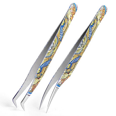 2Pcs Set pinceta za nadogradnju trepavica Individualne profesionalne precizne pincete za volumen trepavica Pincete od nehrđajućeg čelika Alat za šminkanje