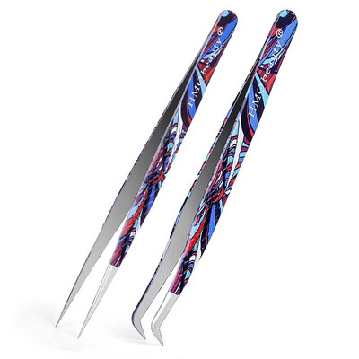 2Pcs Set pinceta za nadogradnju trepavica Individualne profesionalne precizne pincete za volumen trepavica Pincete od nehrđajućeg čelika Alat za šminkanje