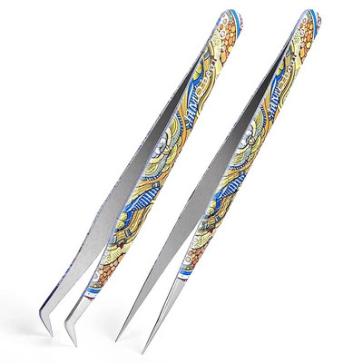 2Pcs Set pinceta za nadogradnju trepavica Individualne profesionalne precizne pincete za volumen trepavica Pincete od nehrđajućeg čelika Alat za šminkanje