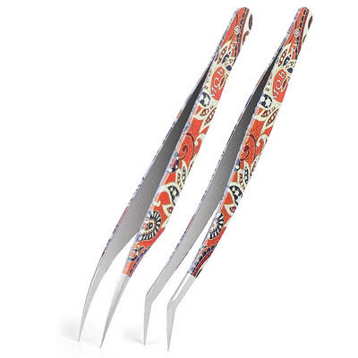 2Pcs Set pinceta za nadogradnju trepavica Individualne profesionalne precizne pincete za volumen trepavica Pincete od nehrđajućeg čelika Alat za šminkanje