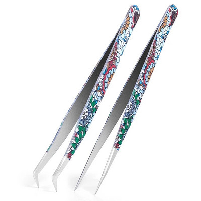 2Pcs Set pinceta za nadogradnju trepavica Individualne profesionalne precizne pincete za volumen trepavica Pincete od nehrđajućeg čelika Alat za šminkanje