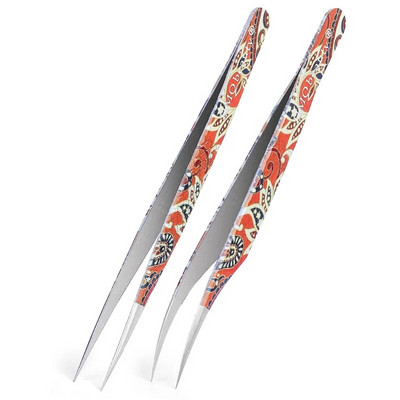 2Pcs Set pinceta za nadogradnju trepavica Individualne profesionalne precizne pincete za volumen trepavica Pincete od nehrđajućeg čelika Alat za šminkanje