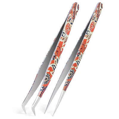 2Pcs Set pinceta za nadogradnju trepavica Individualne profesionalne precizne pincete za volumen trepavica Pincete od nehrđajućeg čelika Alat za šminkanje