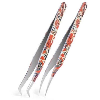 2Pcs Set pinceta za nadogradnju trepavica Individualne profesionalne precizne pincete za volumen trepavica Pincete od nehrđajućeg čelika Alat za šminkanje