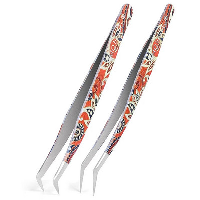 2Pcs Set pinceta za nadogradnju trepavica Individualne profesionalne precizne pincete za volumen trepavica Pincete od nehrđajućeg čelika Alat za šminkanje