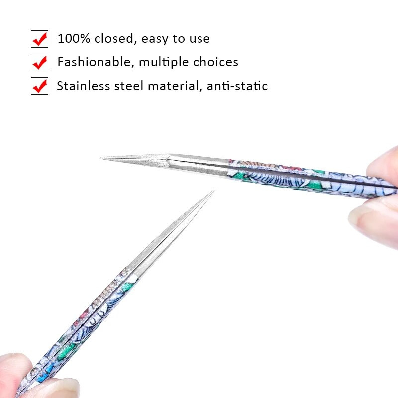 2Pcs Set pinceta za nadogradnju trepavica Individualne profesionalne precizne pincete za volumen trepavica Pincete od nehrđajućeg čelika Alat za šminkanje