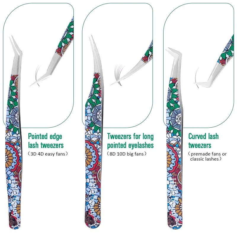 2Pcs Set pinceta za nadogradnju trepavica Individualne profesionalne precizne pincete za volumen trepavica Pincete od nehrđajućeg čelika Alat za šminkanje