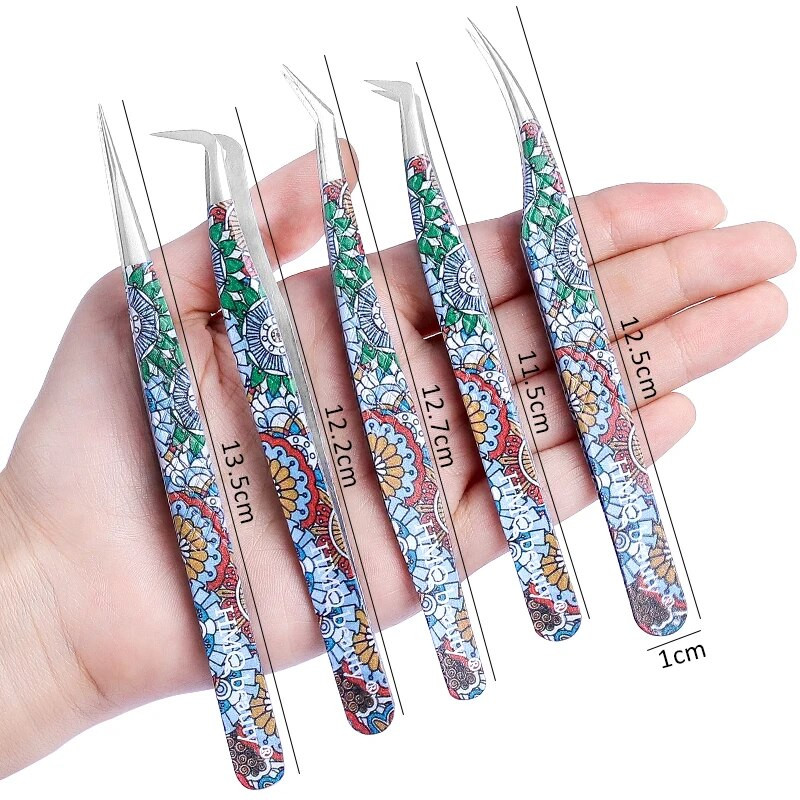 2Pcs Set pinceta za nadogradnju trepavica Individualne profesionalne precizne pincete za volumen trepavica Pincete od nehrđajućeg čelika Alat za šminkanje