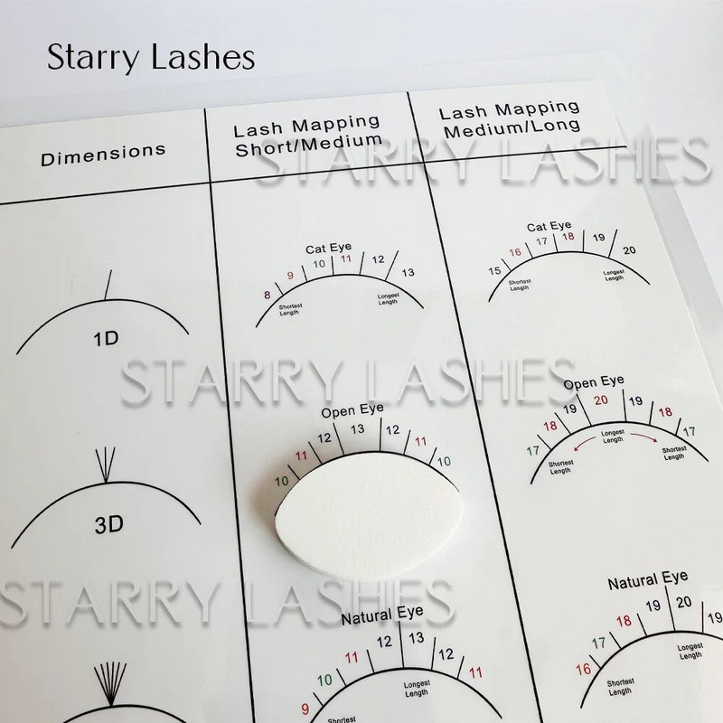 Tablica s mapom trepavica za početnike Tablica za vježbu tankih trepavica Spužvice za oblik očiju Višekratno nadogradnju trepavica Vježbajte mapiranje trepavica