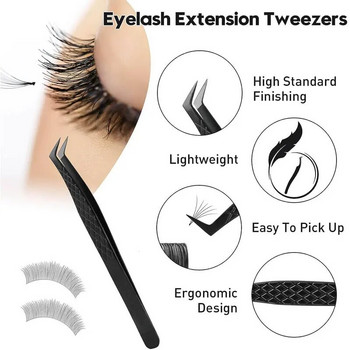 Fiber Tip False Lash Tweezers for Eyelash Extension Clip Boot Volume Isolation Ακριβής Nano Φρυδιών Nail Art Tongs Εργαλεία μακιγιάζ