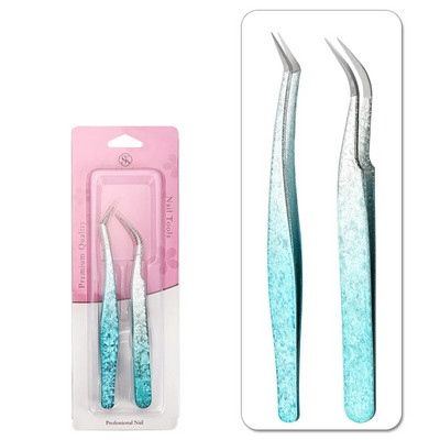 2 kom/set Pinceta od nehrđajućeg čelika Fini šiljasti lakat Precizna pinceta Ravna zakrivljena Pinceta Alati za uljepšavanje noktiju DIY Alat