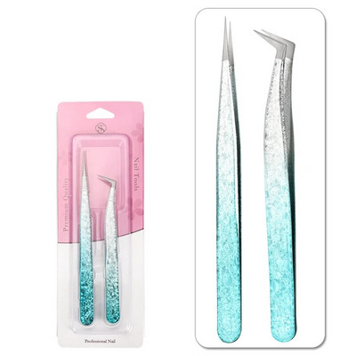 2 kom/set Pinceta od nehrđajućeg čelika Fini šiljasti lakat Precizna pinceta Ravna zakrivljena Pinceta Alati za uljepšavanje noktiju DIY Alat