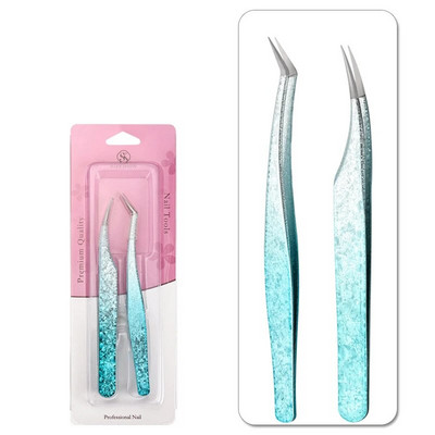 2 kom/set Pinceta od nehrđajućeg čelika Fini šiljasti lakat Precizna pinceta Ravna zakrivljena Pinceta Alati za uljepšavanje noktiju DIY Alat