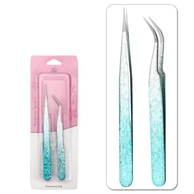 2 kom/set Pinceta od nehrđajućeg čelika Fini šiljasti lakat Precizna pinceta Ravna zakrivljena Pinceta Alati za uljepšavanje noktiju DIY Alat