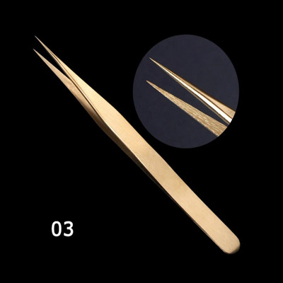 1 kom Zlatna pinceta za obrve od nehrđajućeg čelika Ravna zakrivljena kopča za ekstenzije trepavica Rhinestones Picker Nail Art dodatak TR774