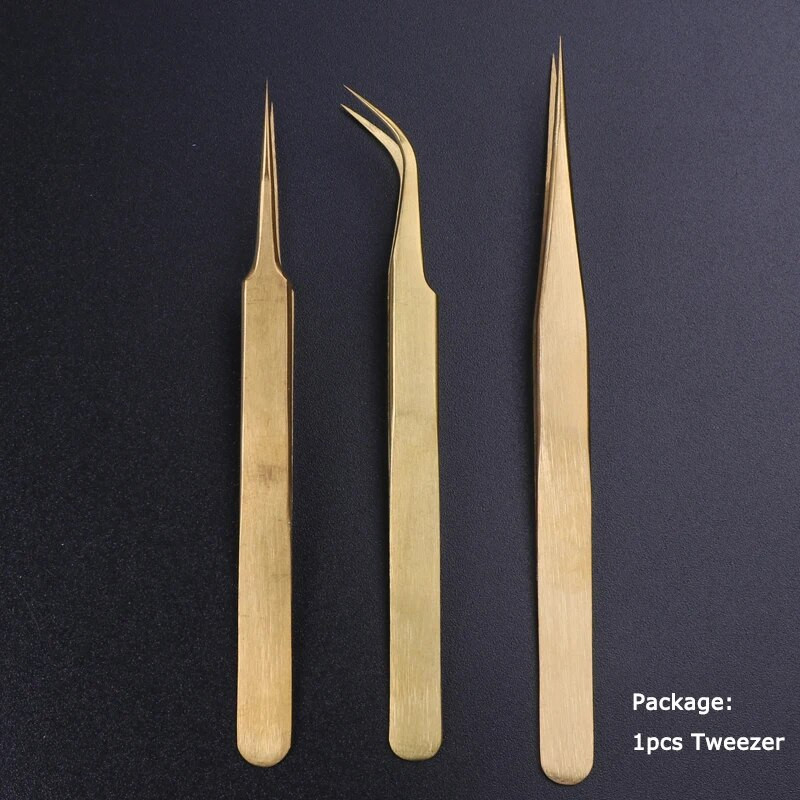 1 kom Zlatna pinceta za obrve od nehrđajućeg čelika Ravna zakrivljena kopča za ekstenzije trepavica Rhinestones Picker Nail Art dodatak TR774