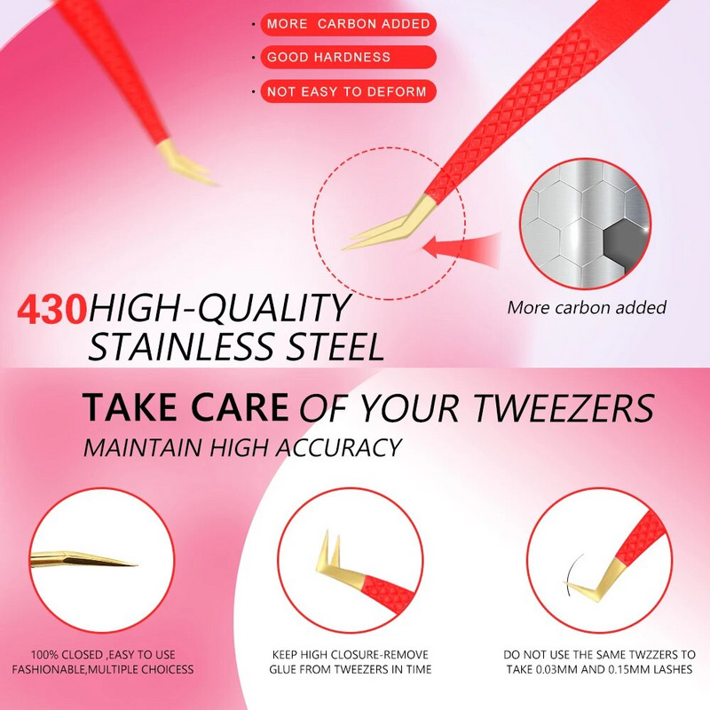 1 kom pinceta za trepavice od nehrđajućeg čelika, antistatička, nemagnetska, profesionalna pinceta, 3D pinceta za nadogradnju trepavica, alati za šminkanje