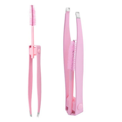 Pinceta za obrve Uklanjanje dlačica od nehrđajućeg čelika Profesionalna stezaljka za obrve Pinceta za trepavice Šminka 2u1 kopča za uklanjanje dlačica s obrva