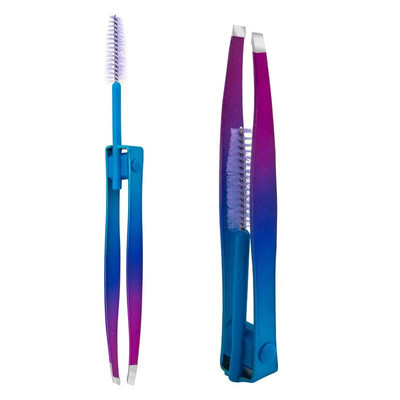 Pinceta za obrve Uklanjanje dlačica od nehrđajućeg čelika Profesionalna stezaljka za obrve Pinceta za trepavice Šminka 2u1 kopča za uklanjanje dlačica s obrva