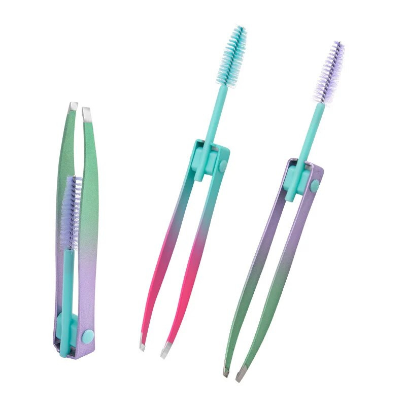 Pinceta za obrve Uklanjanje dlačica od nehrđajućeg čelika Profesionalna stezaljka za obrve Pinceta za trepavice Šminka 2u1 kopča za uklanjanje dlačica s obrva