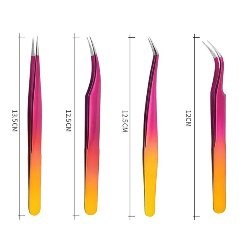 Nerūdijančio plieno pincetas dirbtinėms blakstienoms tiesiomis/lenktais galiukais blakstienų priauginimo pincetas Grožio blakstienų priauginimo priedai